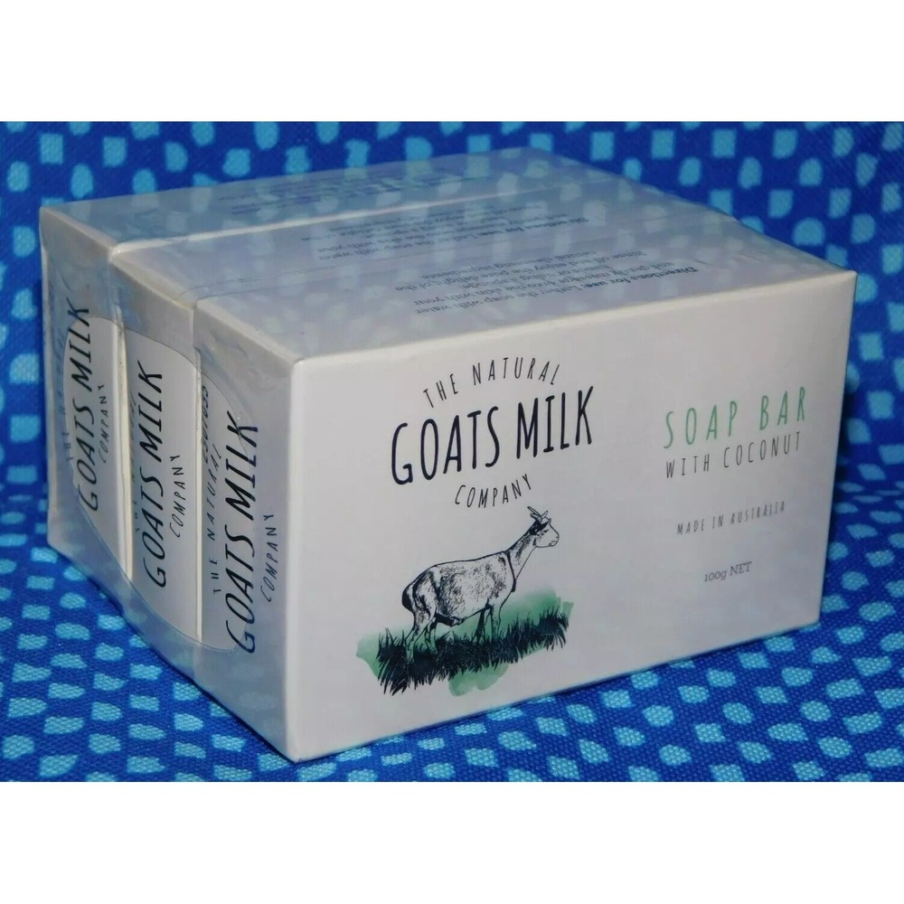 THE NATURAL GOAT'S MILK COMPANY Soap Bar w/ Coconut 100g ea x3 SEALED Australia